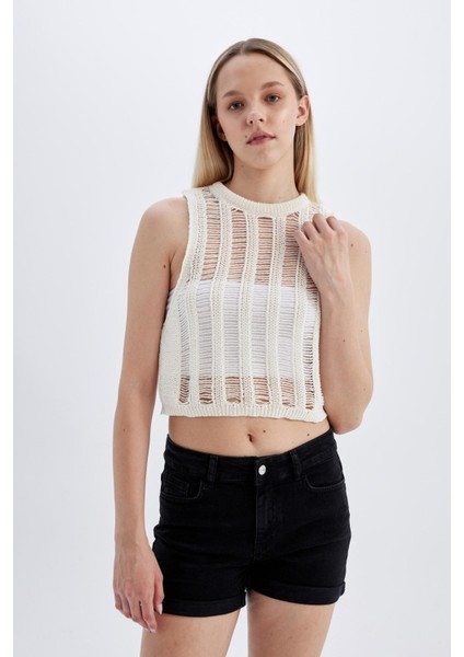 Yüksek Bel Katlamalı Paça Jean Şort B9182AX24SM modelleri