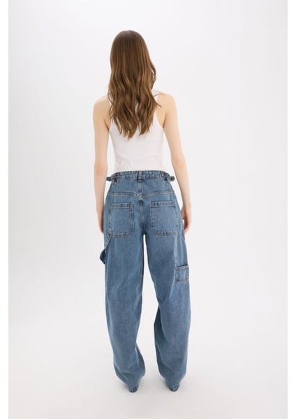 Baggy Fit Yüksek Bel Düz Paça Uzun Jean Pantolon D7963AX25SP
