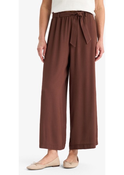 Culotte Esnek Belli Geniş Paça Kuşaklı Krinkıl Viskon Kapri Pantolon C9565AX25SM indirimleri
