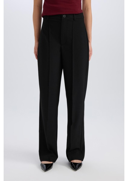 Wide Leg Klasik Kumaş Pantolon Normal Bel Geniş Paça Standart Boy E1518AX24WN fırsatları