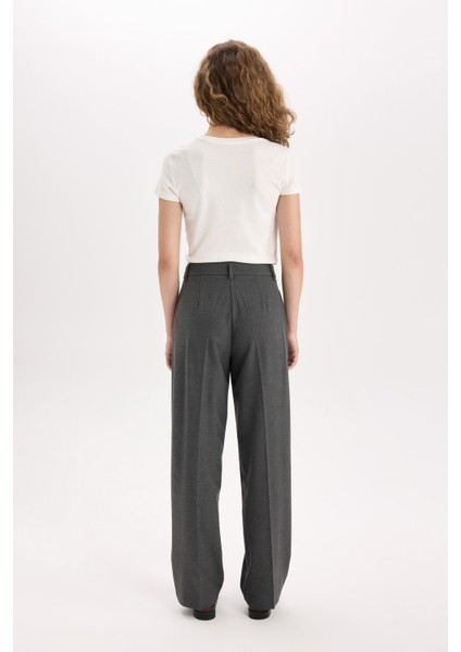 Wide Leg Klasik Kumaş Pantolon Normal Bel Geniş Paça Standart Boy E1518AX24WN