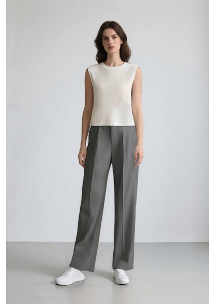 Wide Leg Pensli Klasik Palazzo Pantolon Geniş Bol Paça Basic Düz Uzun Boy Yüksek Bel Cepli