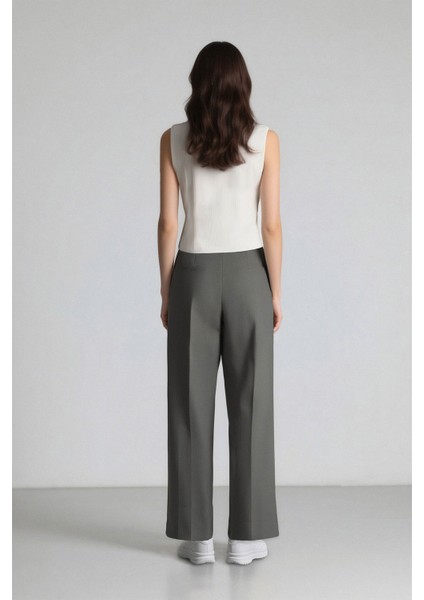 Wide Leg Pensli Klasik Palazzo Pantolon Geniş Bol Paça Basic Düz Uzun Boy Yüksek Bel Cepli