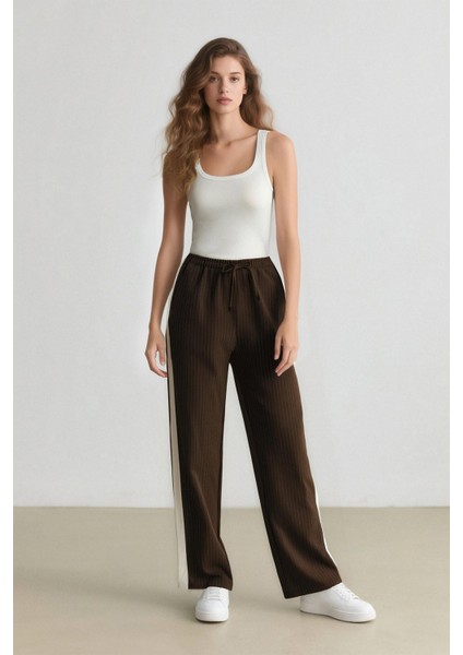 Coool Wide Leg Çizgili Kumaş Palazzo Pantolon Normal Bel E6102AX25SP
