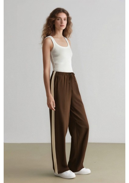Coool Wide Leg Çizgili Kumaş Palazzo Pantolon Normal Bel E6102AX25SP modelleri