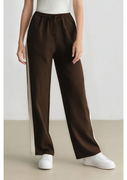 Coool Wide Leg Çizgili Kumaş Palazzo Pantolon Normal Bel E6102AX25SP