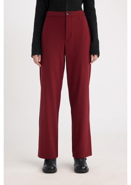 Wide Leg Kumaş Pantolon Geniş Bol Paça Yüksek Bel Basic Düz Standart Boy E1043AX24WN indirimleri
