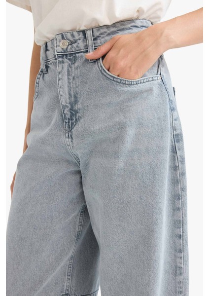 Baggy Fit Yüksek Bel Uzun Jean Yıkamalı Pantolon indirimleri