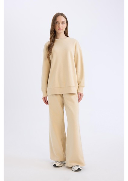 Straight Fit Kalın Eşofman Altı Basic Düz Beli Lastikli Geniş Bol Paça E4979AX24WN modelleri