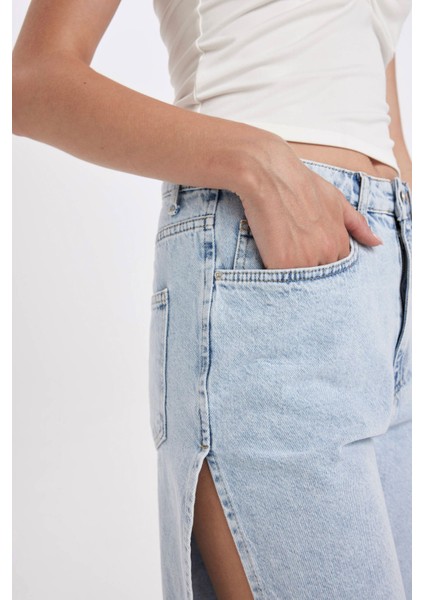 Yüksek Bel Jean Bermuda Şort