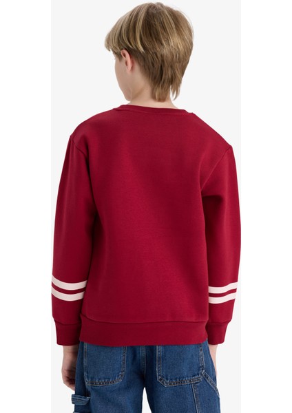 Erkek Çocuk Bisiklet Yaka Baskılı Sweatshirt D4342A824WN