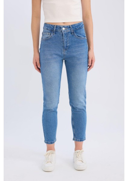 Lina Comfort Mom Yüksek Bel Bilek Boy Jean Yıkamalı Pantolon E3439AXNS fırsatları