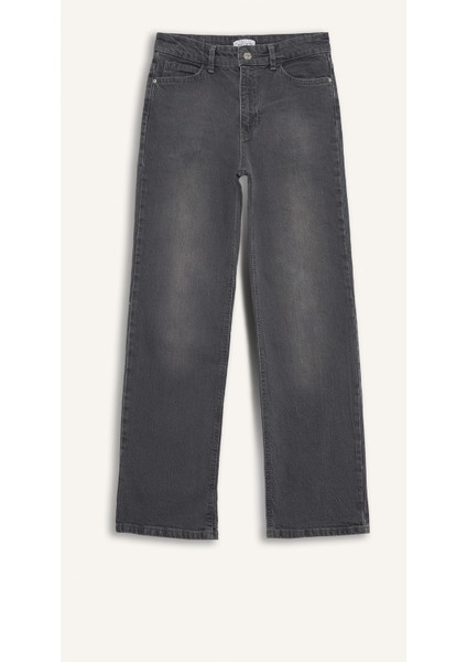 Comfort Straight Yüksek Bel Bilek Boy Jean Yıkamalı Pantolon E3413AXNS