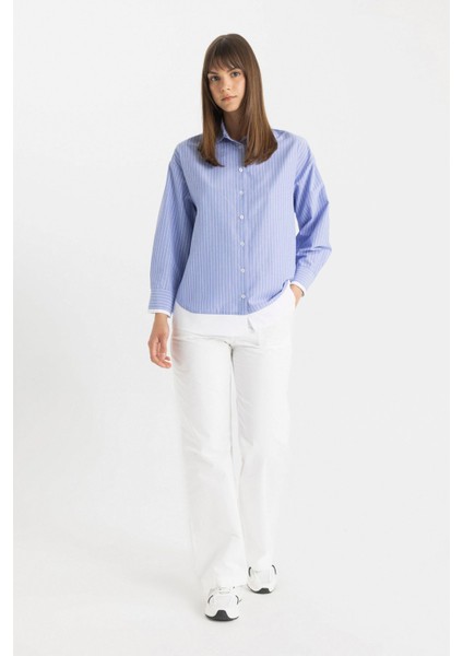 Wide Leg Geniş Bol Paça Cepli Beyaz Basic Düz Gabardin Pantolon C4528AX24SM