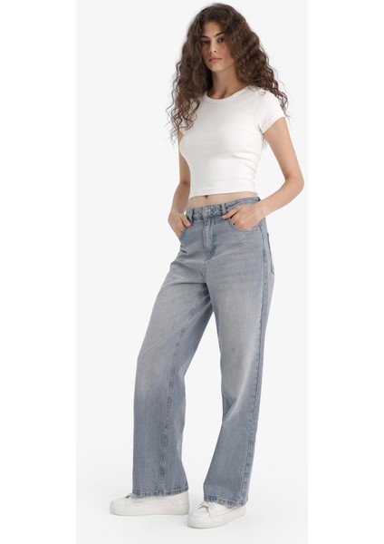 90's Wide Leg Yüksek Bel Uzun Jean Yıkamalı Pantolon F6336AX25HS modelleri