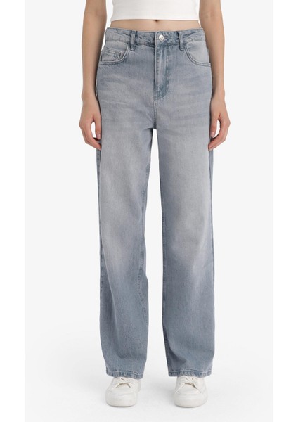 90's Wide Leg Yüksek Bel Uzun Jean Yıkamalı Pantolon F6336AX25HS indirimleri