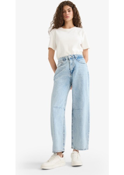 Barrel Fit Normal Bel Bilek Boy Jean Yıkamalı Pantolon F6102AX25HS modelleri