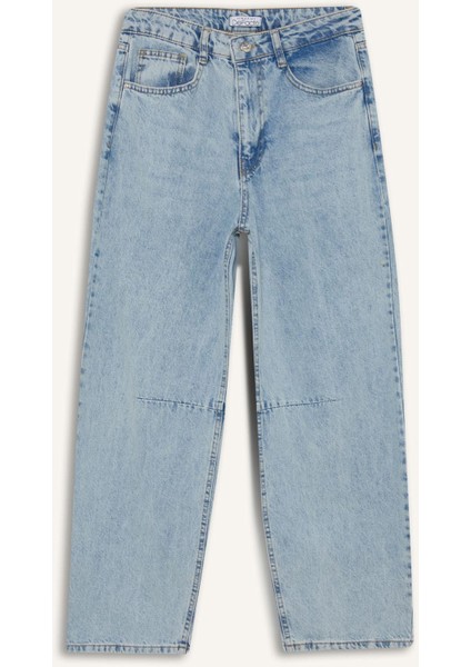Barrel Fit Normal Bel Bilek Boy Jean Yıkamalı Pantolon F6102AX25HS