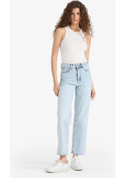 Comfort Straight Yüksek Bel Bilek Boy Jean Yıkamalı Pantolon D8155AX25SM fiyatları