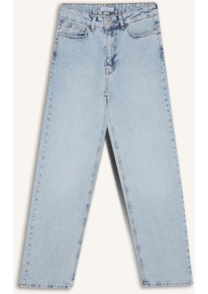 Comfort Straight Yüksek Bel Bilek Boy Jean Yıkamalı Pantolon D8155AX25SM