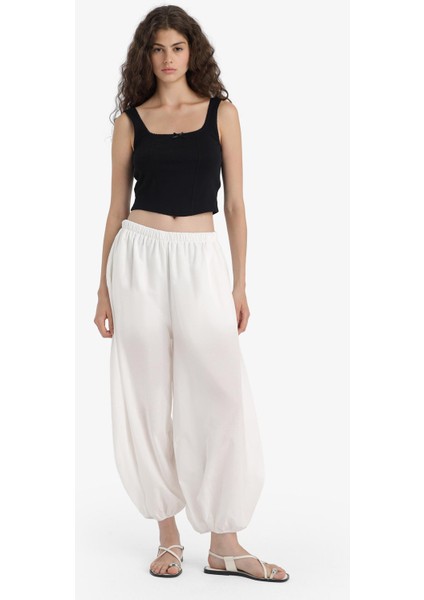 Barrel Fit Cepli Normal Bel Standart Boy Vual Şalvar Pantolon F8037AX25SM