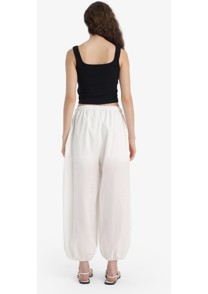 Barrel Fit Cepli Normal Bel Standart Boy Vual Şalvar Pantolon F8037AX25SM