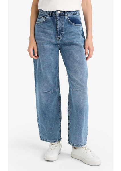 Barrel Fit Normal Bel Bilek Boy Jean Yıkamalı Pantolon F6102AX25HS fırsatları
