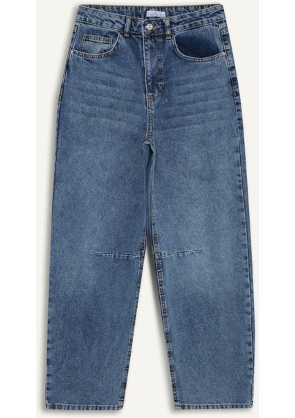 Barrel Fit Normal Bel Bilek Boy Jean Yıkamalı Pantolon F6102AX25HS