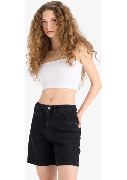 Yüksek Bel Jean Bermuda Şort fiyatları