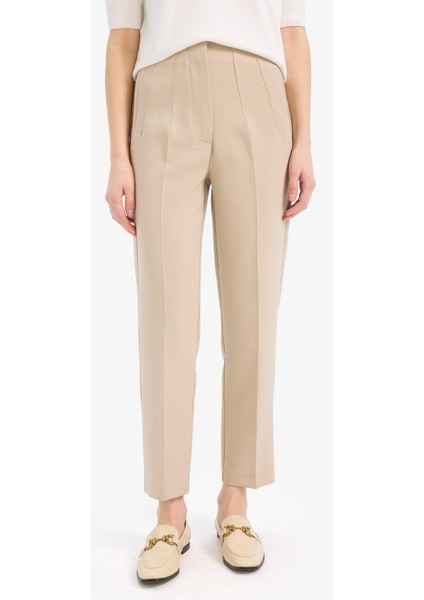 Crop Klasik Kumaş Pantolon Carrot Fit Fermuarlı Yüksek Bel Basic Düz Dar Paça C2466AX24AU