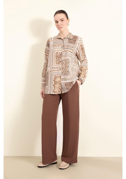 Regular Fit Cepli Krep Geniş Paça Palazzo Pantolon E5759AX25SP