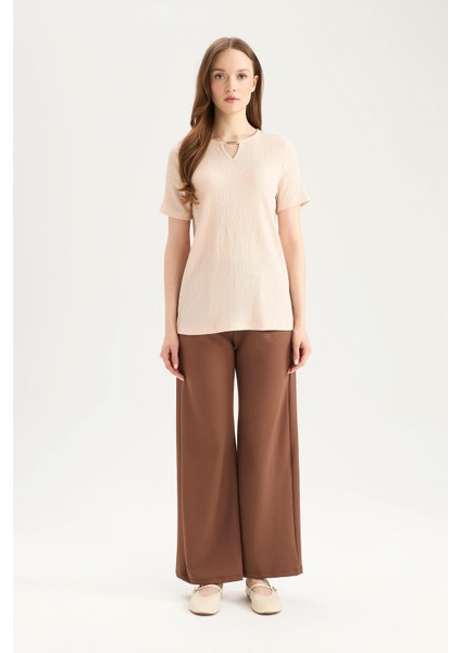 Regular Fit Cepli Krep Geniş Paça Palazzo Pantolon E5759AX25SP