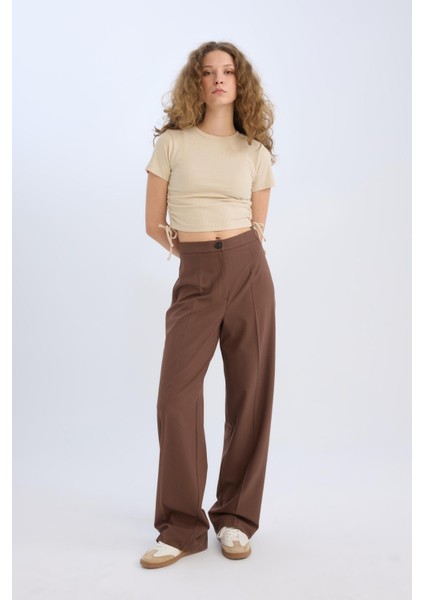 Standart Boy Kumaş Palazzo Pantolon Wide Leg Geniş Bol Paça Basic Düz Yüksek Bel C6402AX25SP modelleri