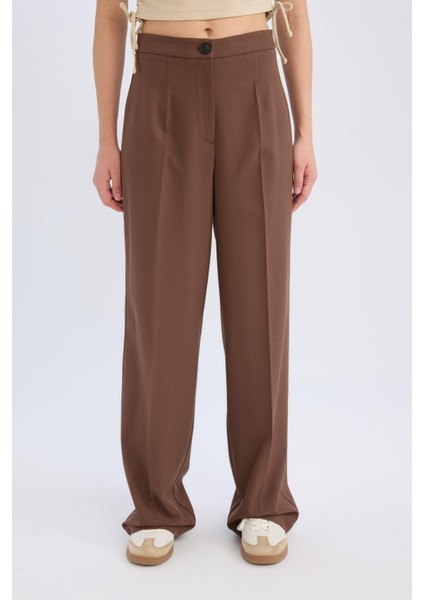 Standart Boy Kumaş Palazzo Pantolon Wide Leg Geniş Bol Paça Basic Düz Yüksek Bel C6402AX25SP fırsatları