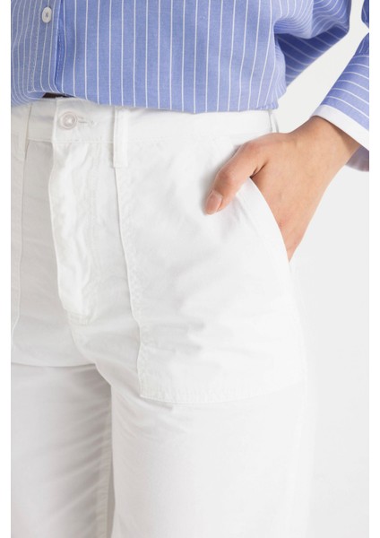 Wide Leg Geniş Bol Paça Cepli Beyaz Basic Düz Gabardin Pantolon C4528AX24SM indirimleri