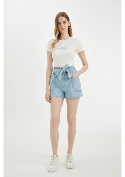 Paperbag Yüksek Bel Jean Şort C2445AX24HS fiyatları