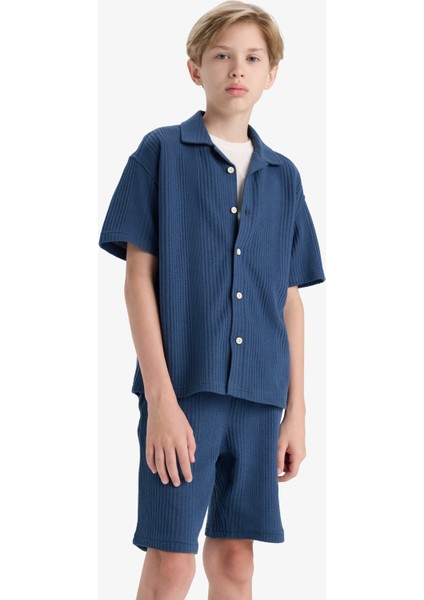 Erkek Çocuk Oversize Geniş Kalıp Polo Yaka Kısa Kollu Gömlek E3313A825HS modelleri