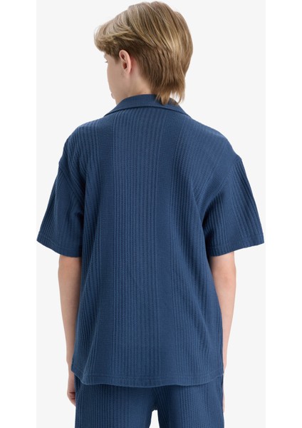 Erkek Çocuk Oversize Geniş Kalıp Polo Yaka Kısa Kollu Gömlek E3313A825HS