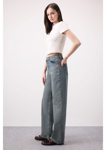 90'S Wide Leg Yüksek Bel Uzun Jean Yıkamalı Pantolon D6617ax25sp fiyatları