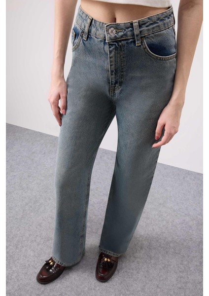 90'S Wide Leg Yüksek Bel Uzun Jean Yıkamalı Pantolon D6617ax25sp fırsatları