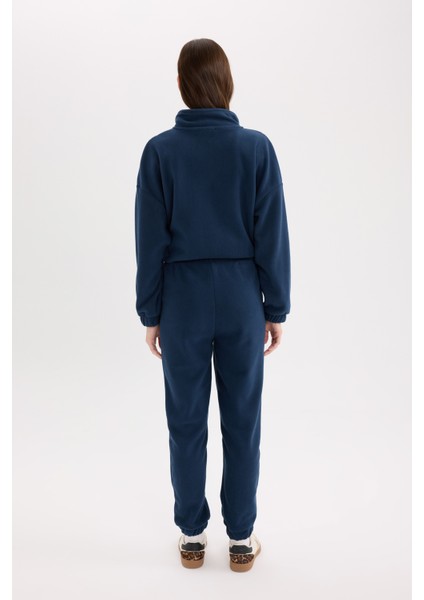 Standart Fit Eşofman Altı Uzun Boy Beli Lastikli Paçası Ayarlanabilir Lastikli Bağcıklı Cepli Baskılı Polar Kumaş Y2650AZ24WN