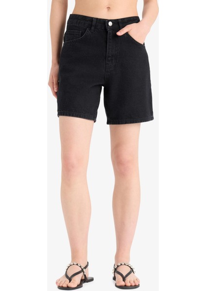 Yüksek Bel Jean Bermuda Şort fırsatları