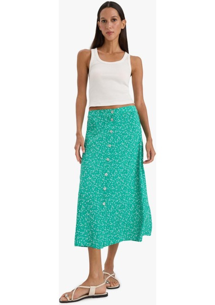 A Form Çiçekli Normal Bel Midi Etek fiyatları