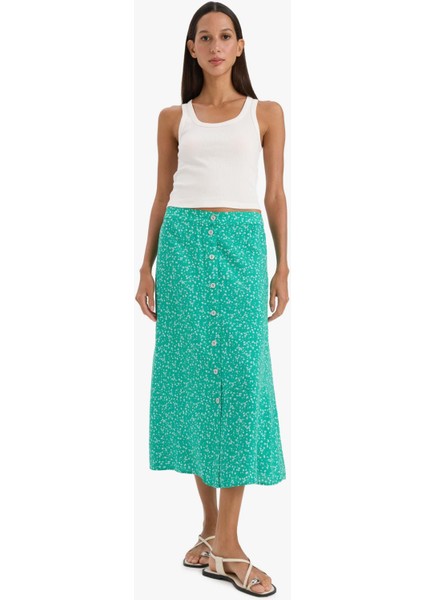 A Form Çiçekli Normal Bel Midi Etek modelleri