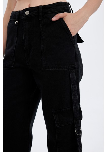 Wide Leg Kargo Yüksek Bel Uzun Jean Pantolon D4320AX24AU indirimleri
