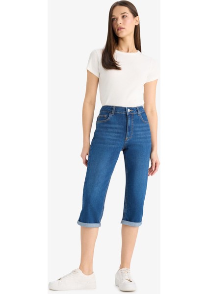 Normal Bel Cepli Katlamalı Paça Jean Kapri E2178AX25SM modelleri