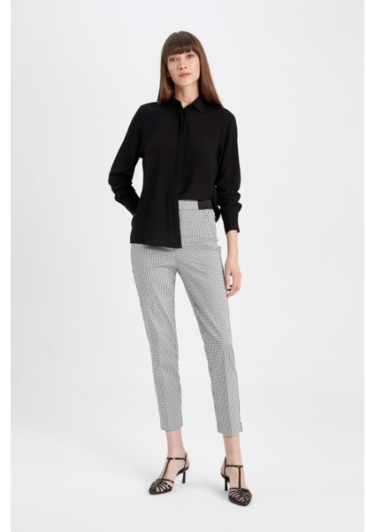 Sigaret Saten Kumaş Pantolon Desenli Normal Bel Beli Lastikli Düz Paça J8741AZ24WN