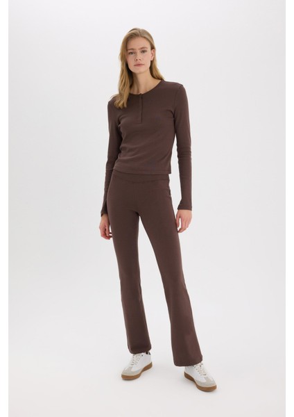 Coool Flare Fit Esnek Belli İspanyol Paça Ribana Pantolon E0628AX25SP