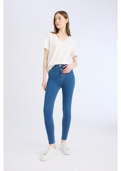 Jegging Yüksek Bel Bilek Boy Dar Paça Basic Düz Jean Pantolon B7498AX24AU indirimleri