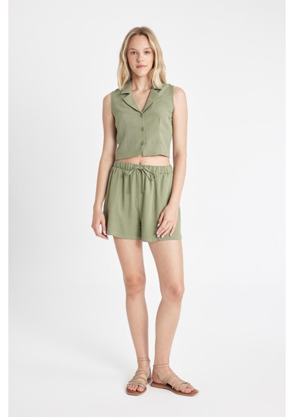 Regular Fit Normal Bel Keten Karışımlı Şort D0967AX24HS